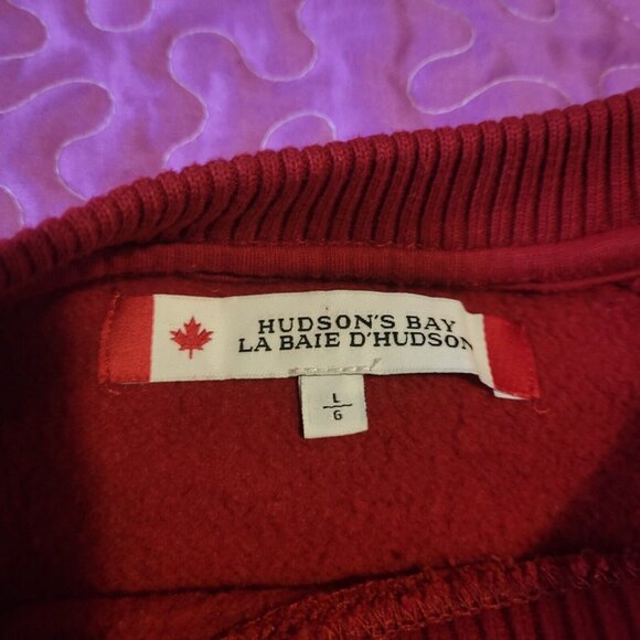Hudson’s Bay Mens Red Canada Crew Neck Sweater - Size L Company HBC - Picture 8 of 12